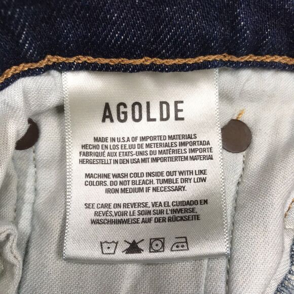 AGOLDE Pinch Waist Skinny Jeans Women 28x30 Dark Wash Blue Whisker USA Stretch - Picture 11 of 16